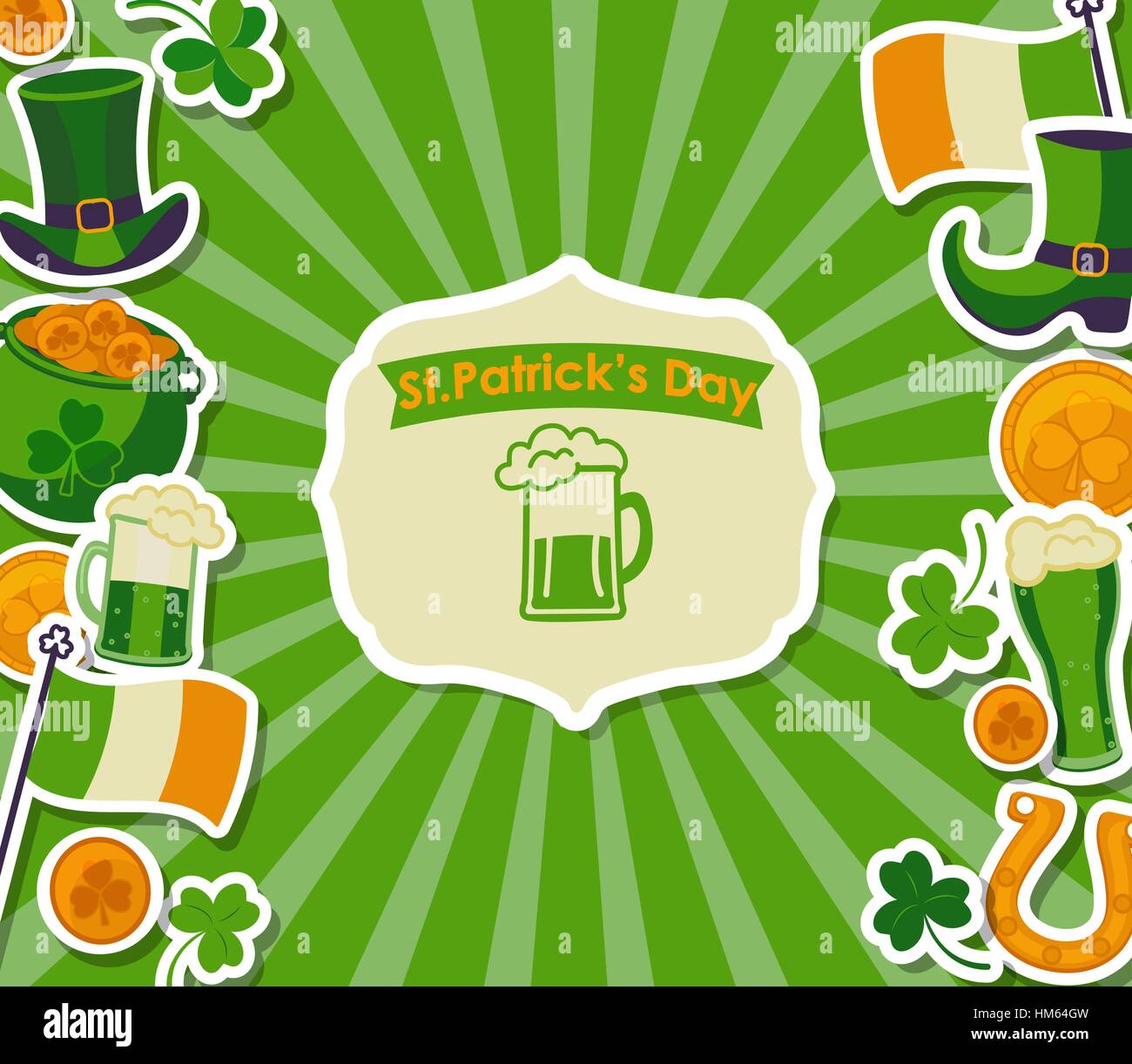 St Patrick's day greeting card, vector illustration. Stock Vector