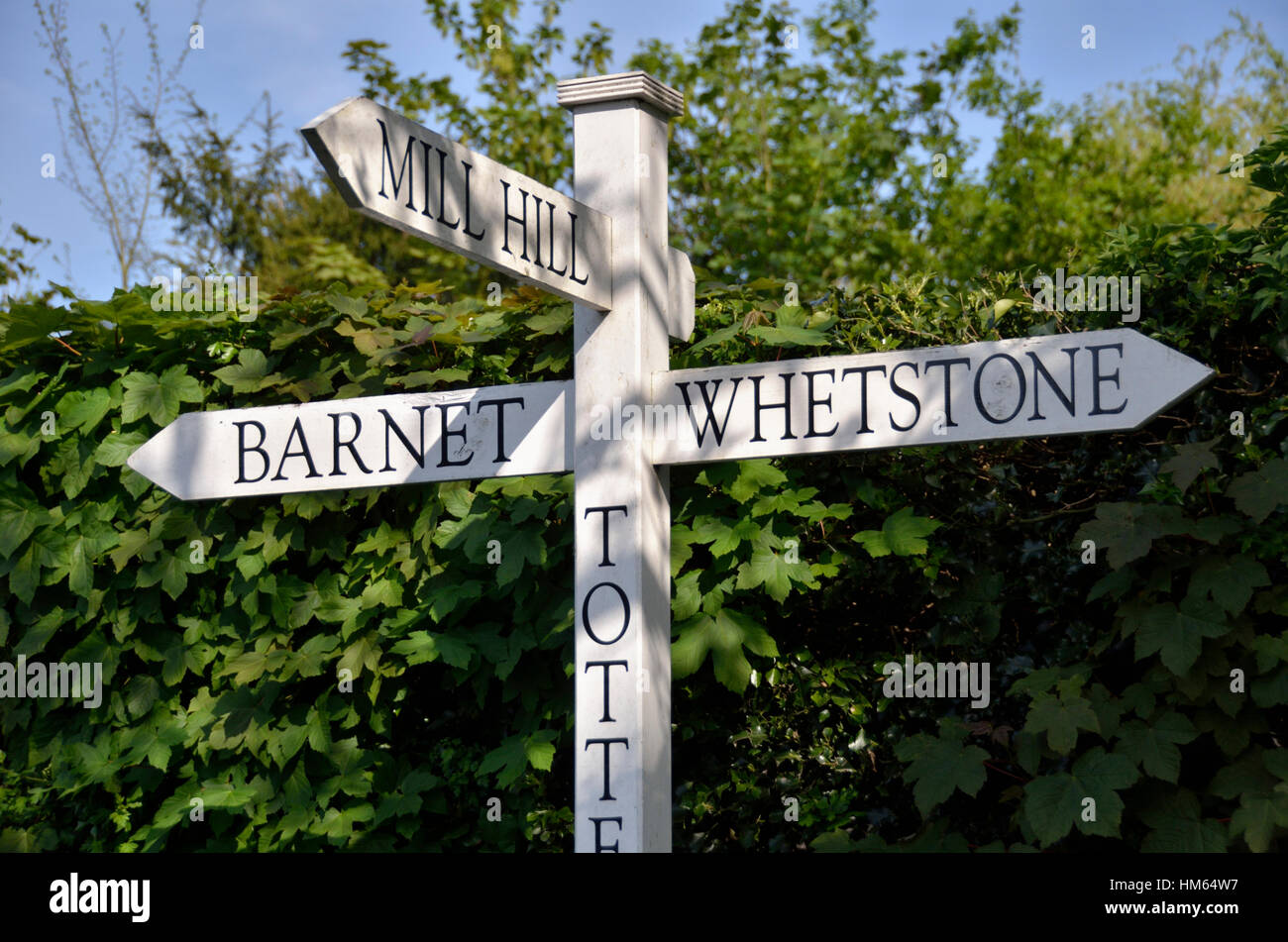 Signposts in Totteridge, London, UK., London. Stock Photo