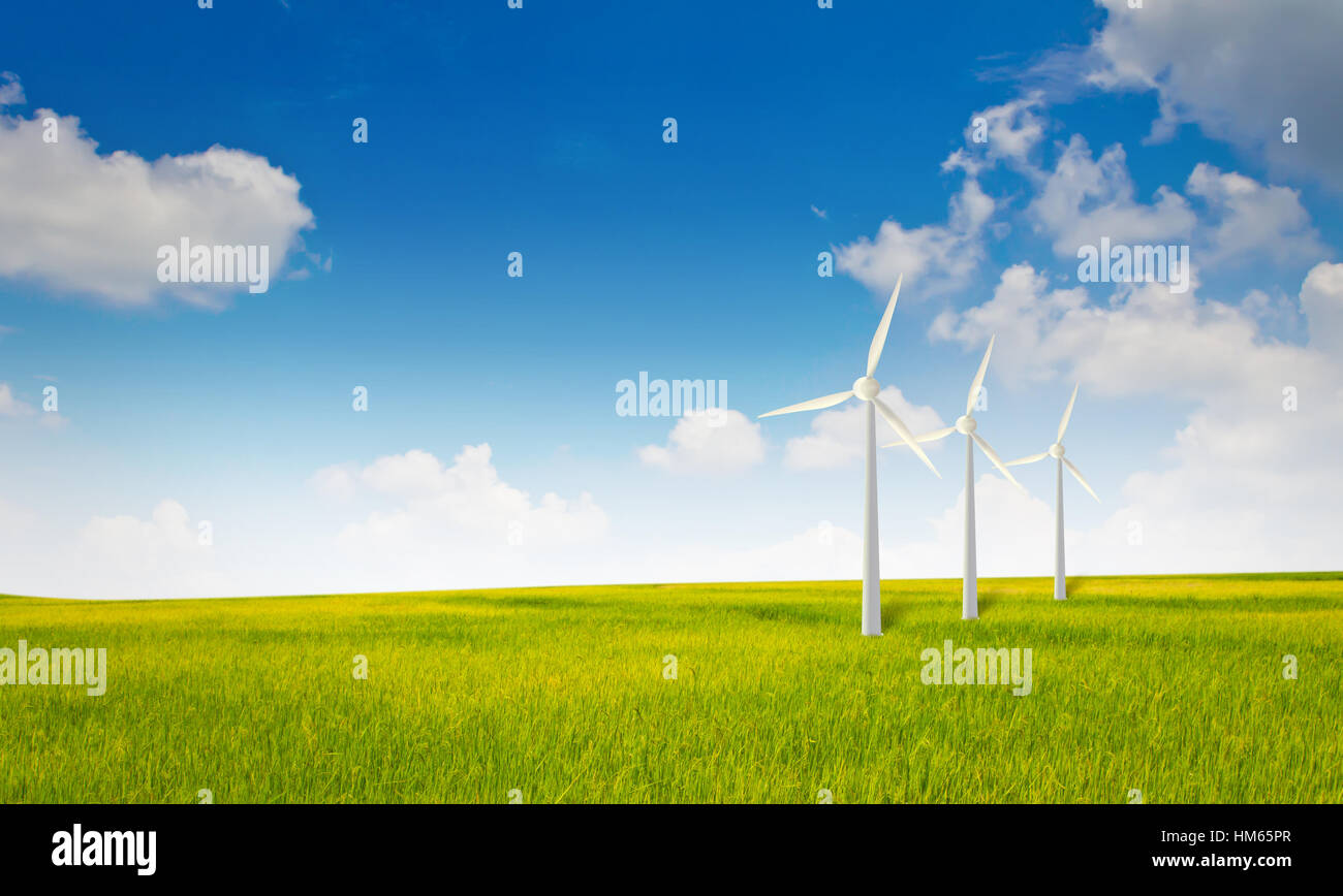 Wind turbine against the blue sky Stock Photo - Alamy