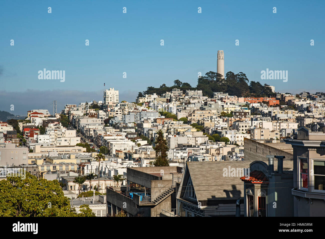 Coit Tower on Telegraph Hill, San Francisco, California USA Stock Photo