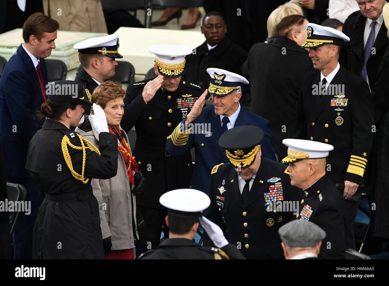 Members of the Joint Chiefs Salute as they arrive for the Inauguration ...