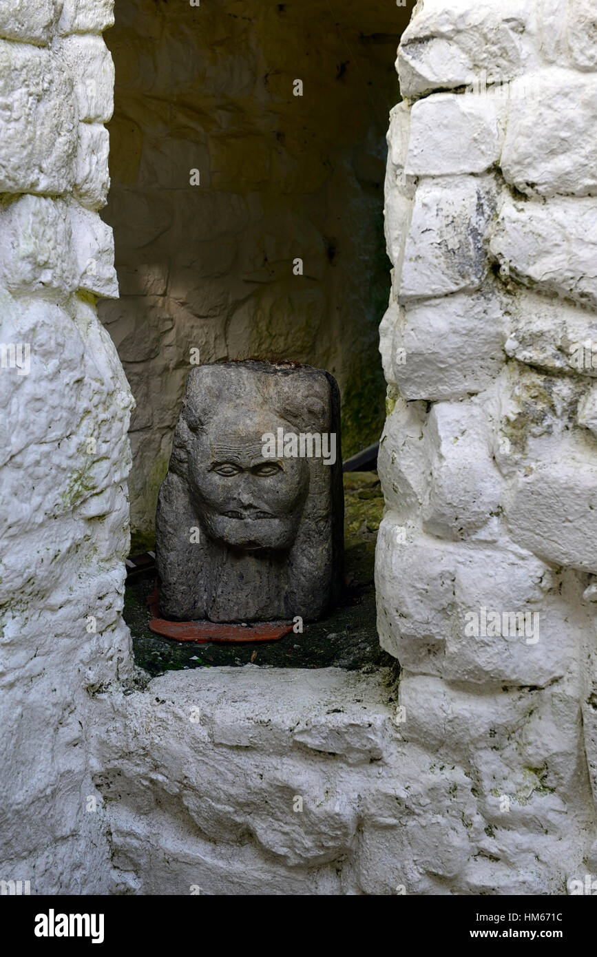 matriarchal stone carving sculpture anguish scream cregan castle towerhouse ballyvaughan clare burren restored  RM Ireland Stock Photo
