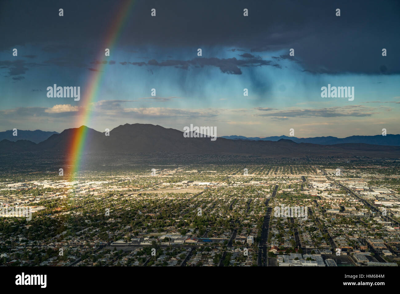Rainbow over Las Vegas, Nevada Stock Photo