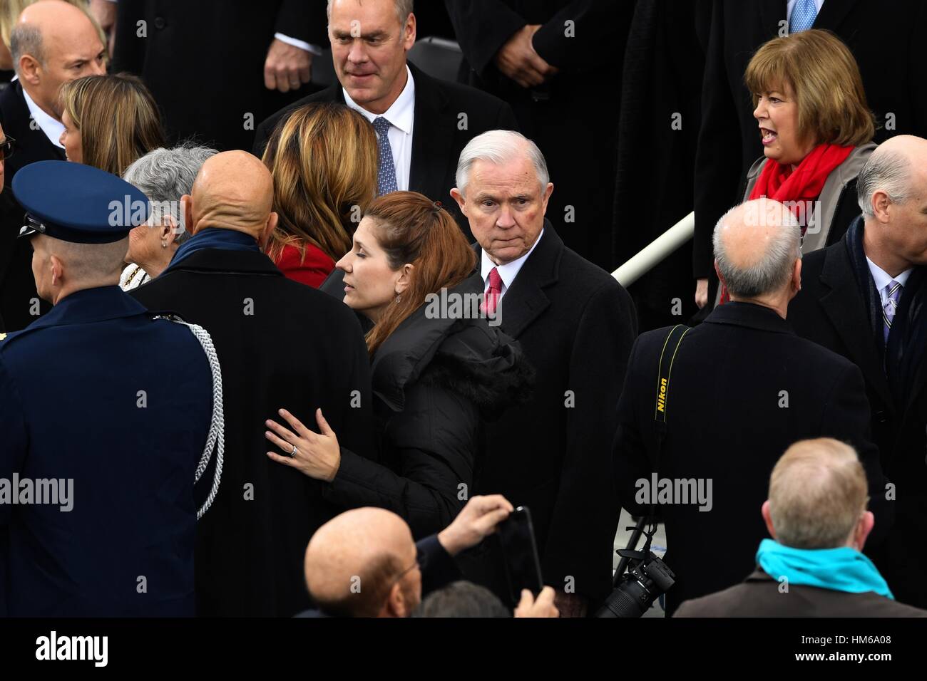 Attorney General nominee Jeff Sessions arrives for the 68th President Inaugural Ceremony of President Donald Trump on Capitol Hill January 20, 2017 in Washington, DC. Stock Photo