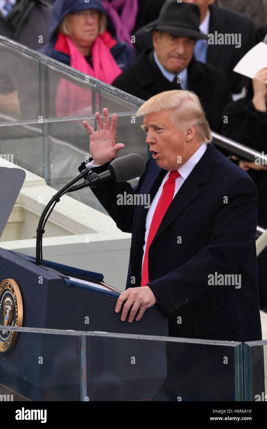 President Donald Trump delivers his Inaugural address after being sworn ...