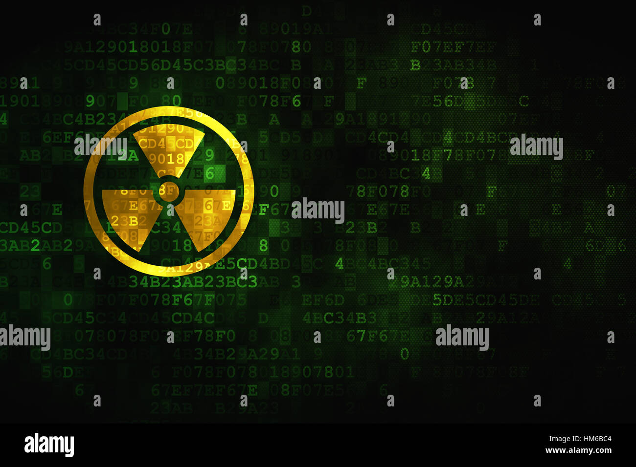 Science concept: pixelated Radiation icon on digital background, empty ...