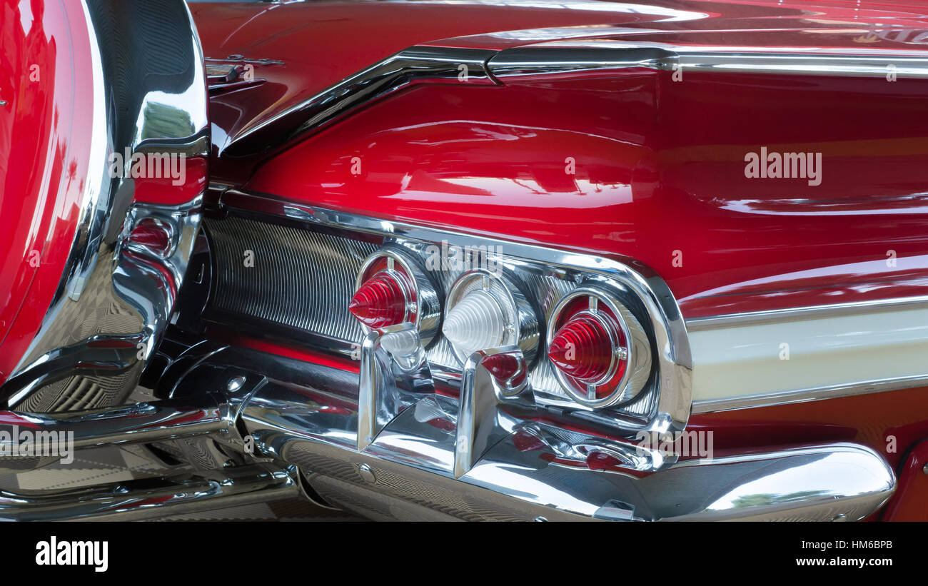 Close up of a customized 1960 Chevrolet Impala taillights at SEMA. Stock Photo