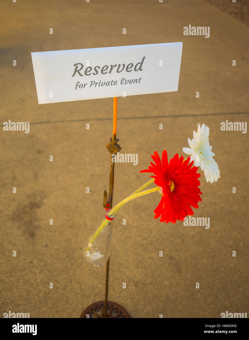 Table with sign of 