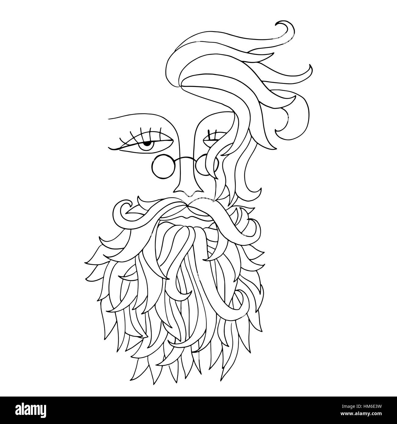 Man with glass and beard. Hipster style. Vector illustration. Stock Vector