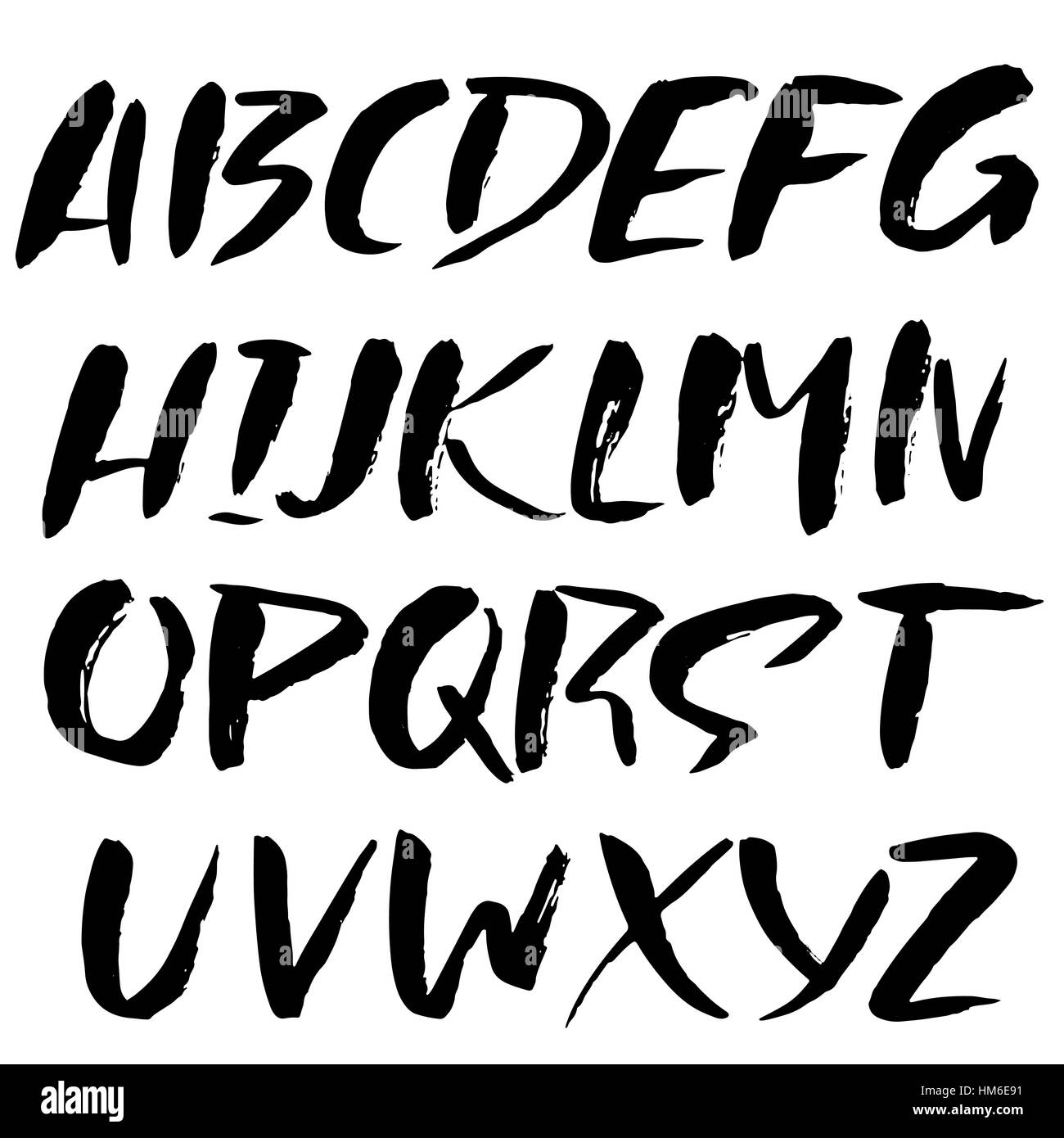 Hand drawn font made by dry brush strokes. Grunge style alphabet Stock ...