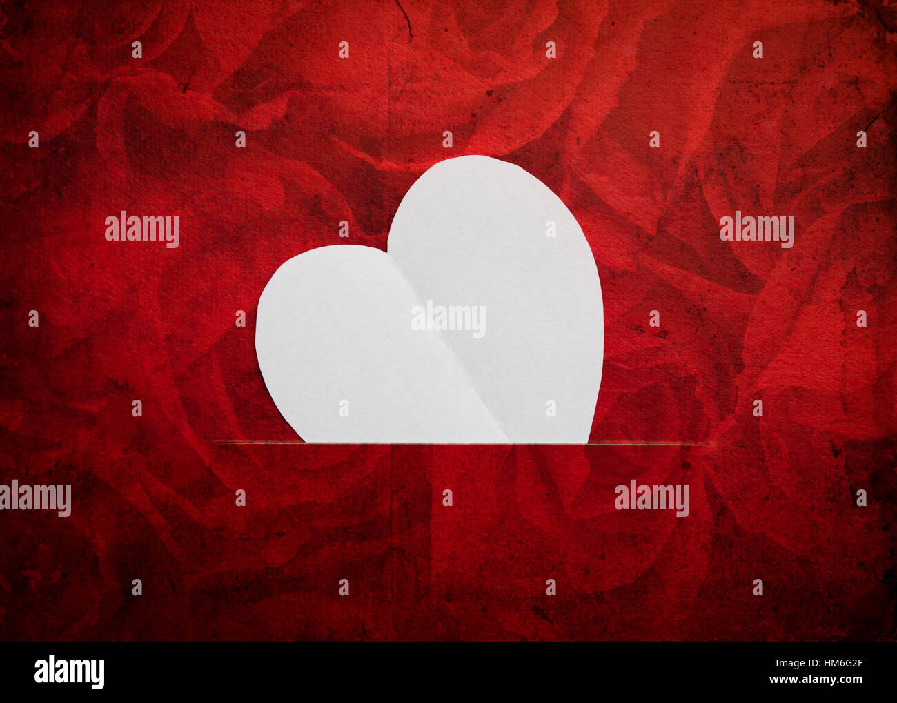 Vintage paper heart shape symbol for Valentines day with copy space for ...