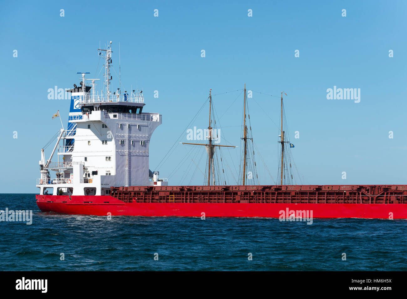 Germany, Mecklenburg-Western Pomerania, Warnemünde, freighter 'Merita' at the 'Westmole' Stock Photo