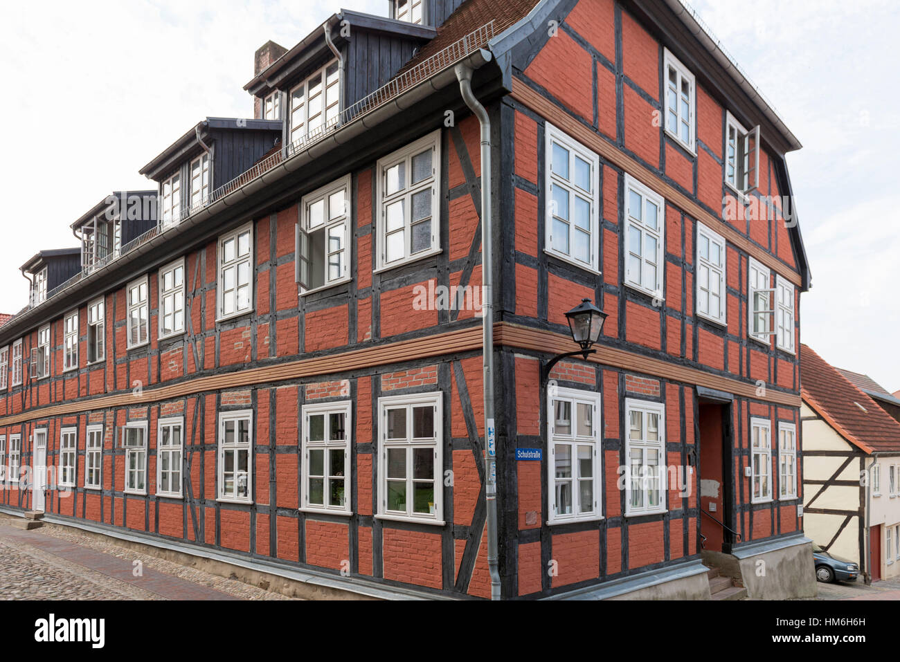 Mecklenburg-Western Pomerania, 'Waren an der MÃ¼ritz' half-timbered house in the old town Stock Photo