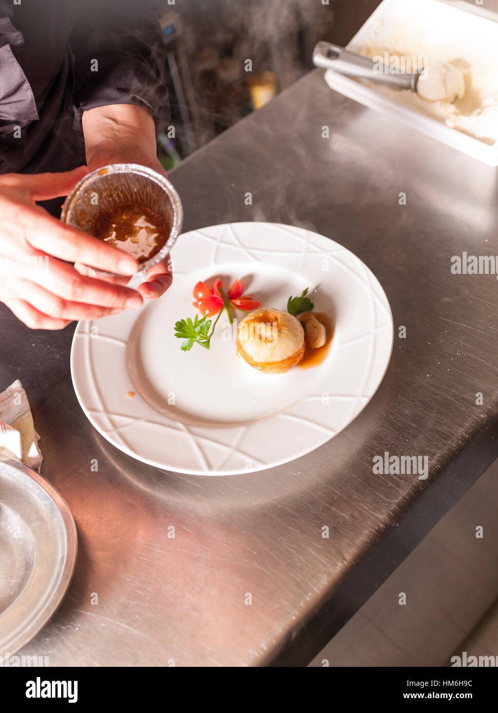 Caramelized onions ice cream starter hires stock photography and