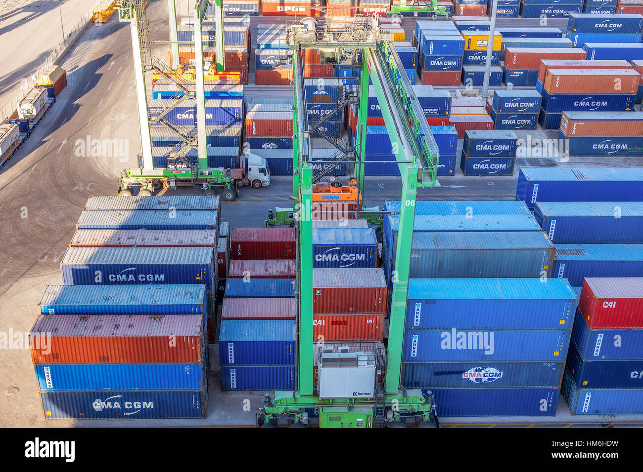 Loading A Vehicle With A Container Port Of Casablanca Morocco Stock Photo
