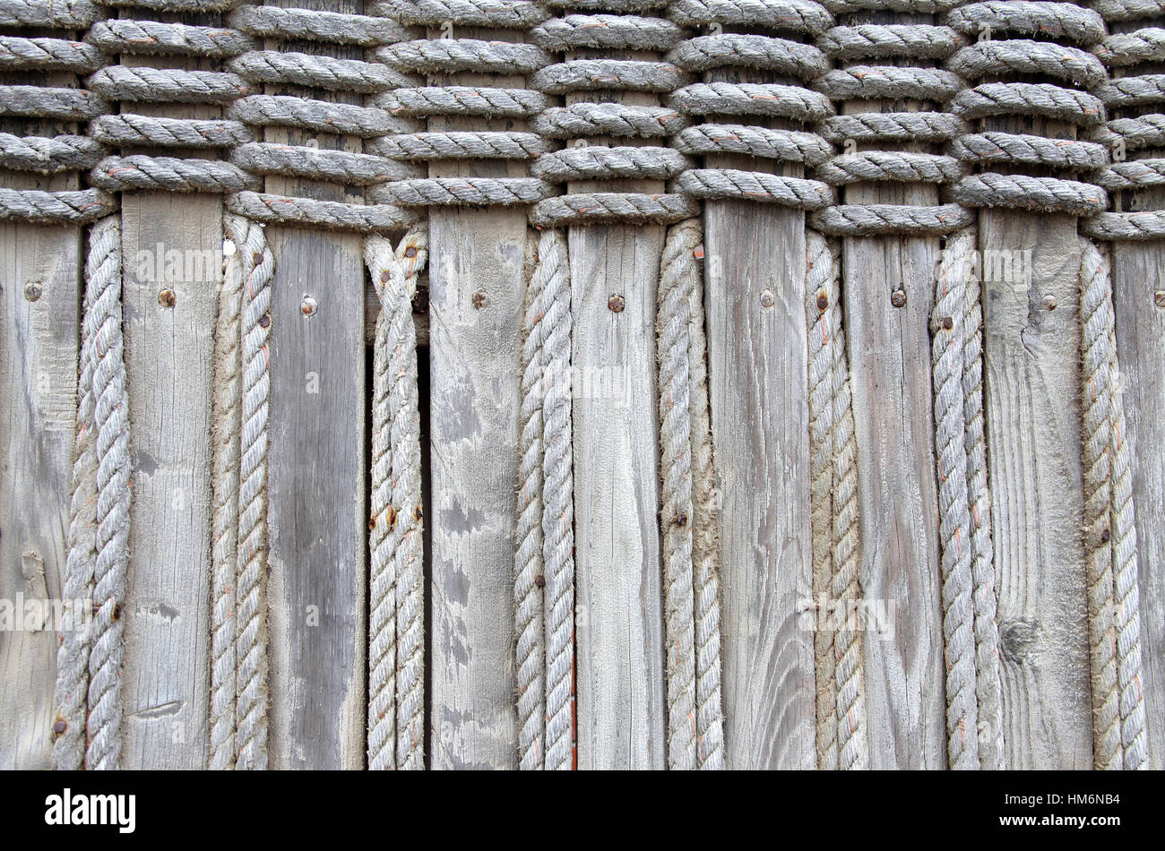 Fishermans ropework on a building at Diaz Point in Luderitz Stock Photo