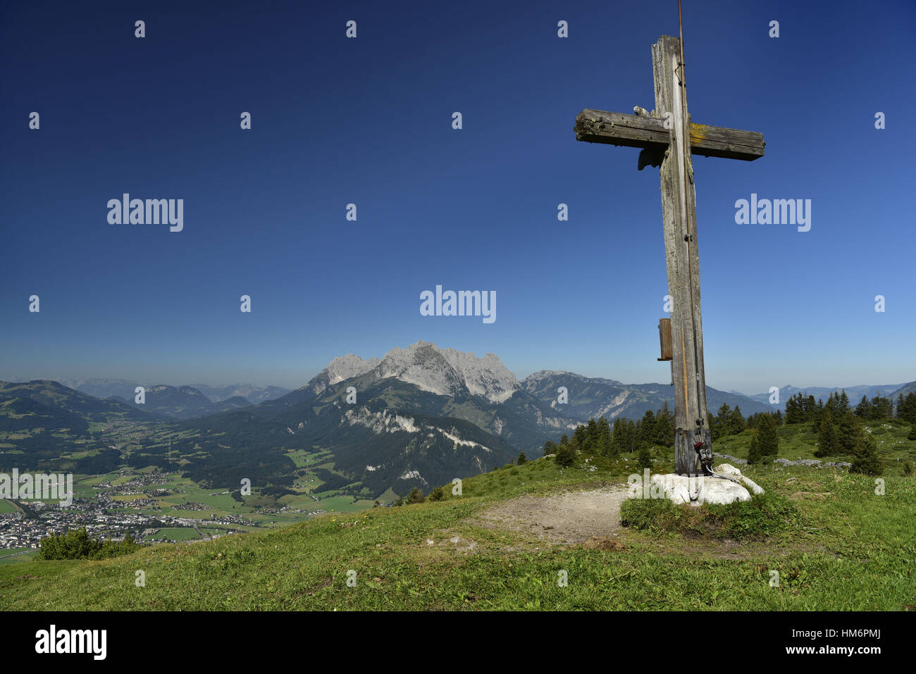 Summit cross on Baumooskogel (mountain) Stock Photo