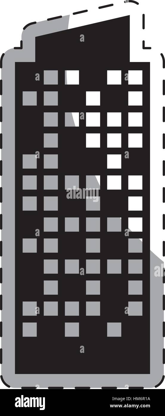 black building line sticker image icon, vector illustration Stock ...