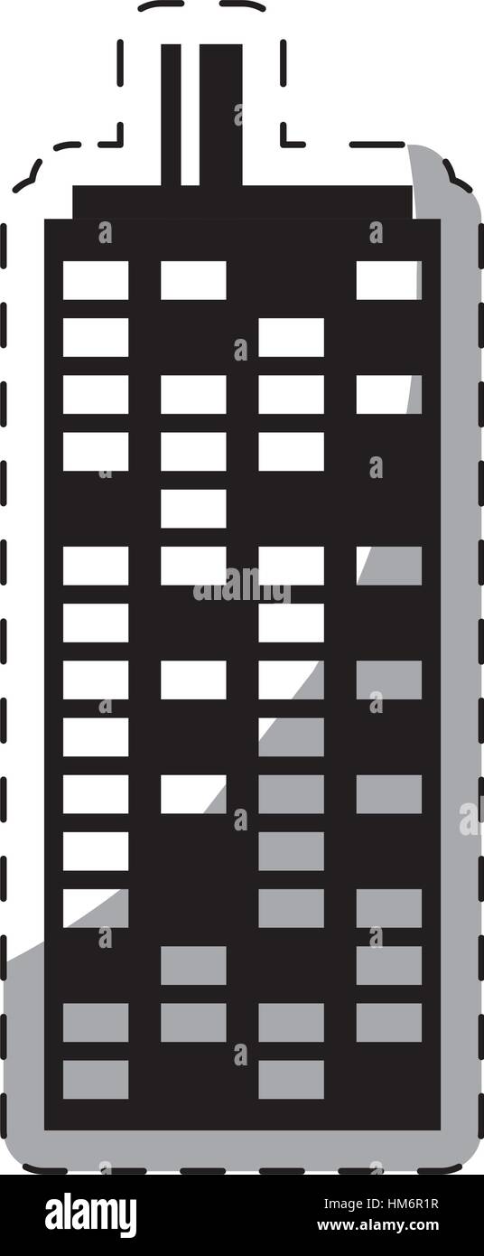 black building line sticker image icon, vector illustration Stock ...