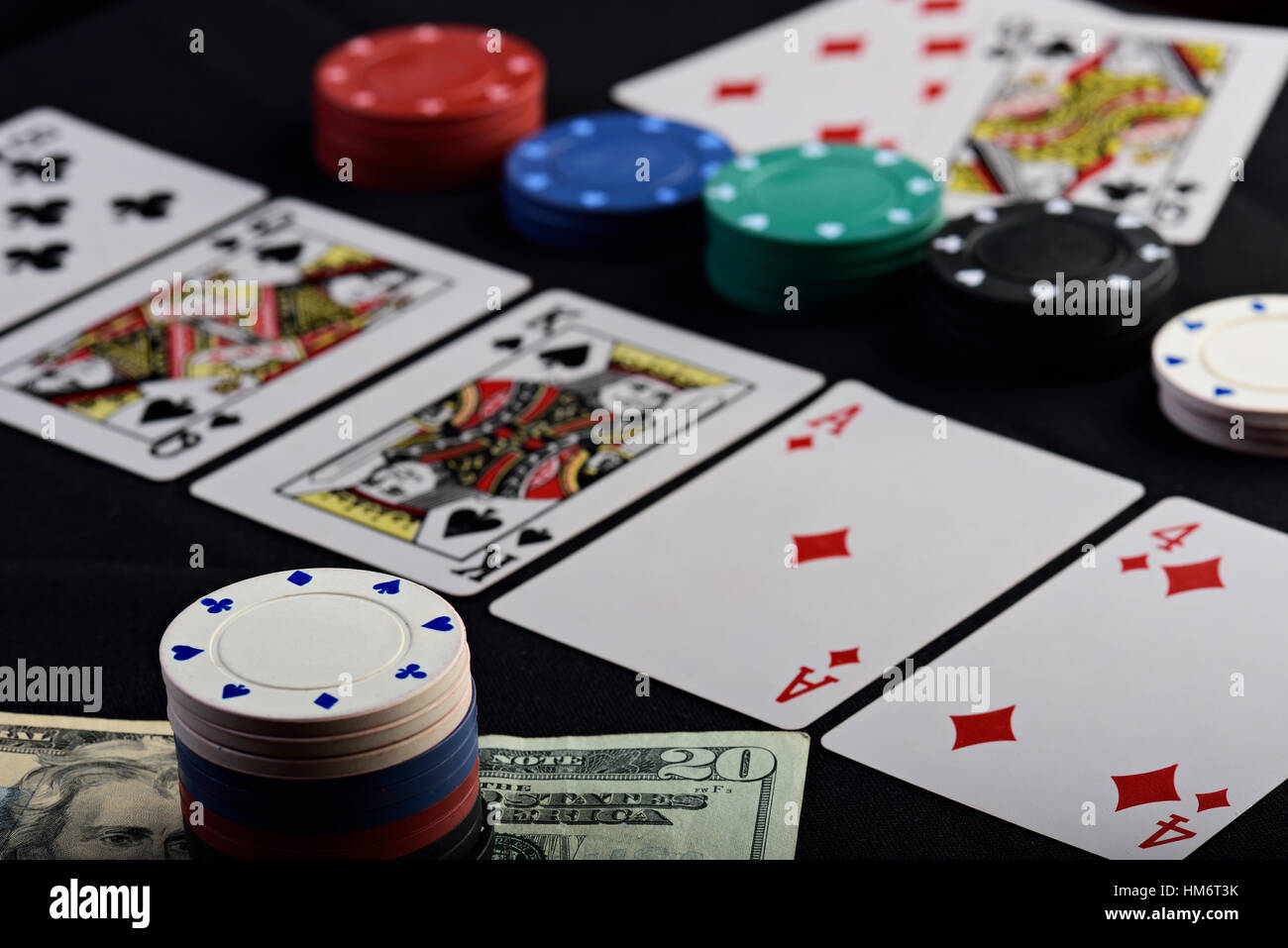 close up of gamble bet in holdem poker Stock Photo