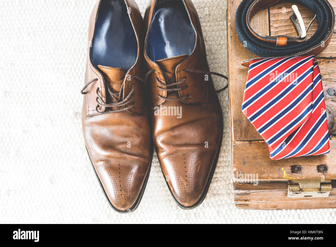Top view of vintage men's business attire Stock Photo