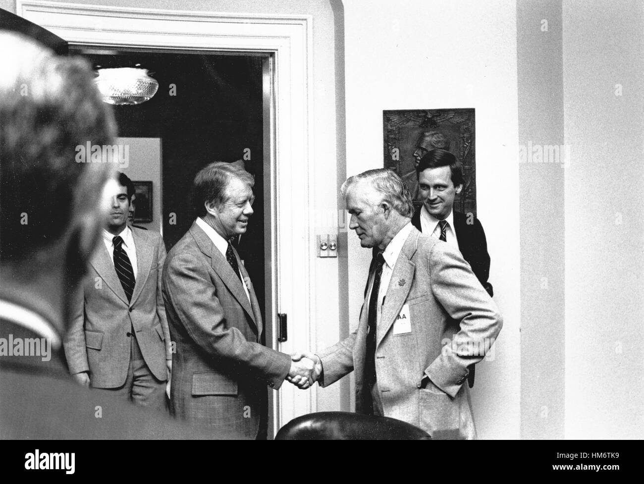 United States President Jimmy Carter meets with coal union and operators to discuss the coal strike in the White House in Washington, DC on February 15, 1978. Mandatory Stock Photo