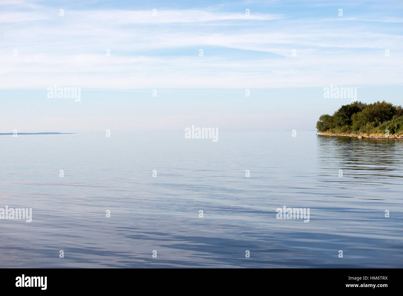 View of horizon line from Cape Vente, Nemunas Delta, Lithuania Stock Photo