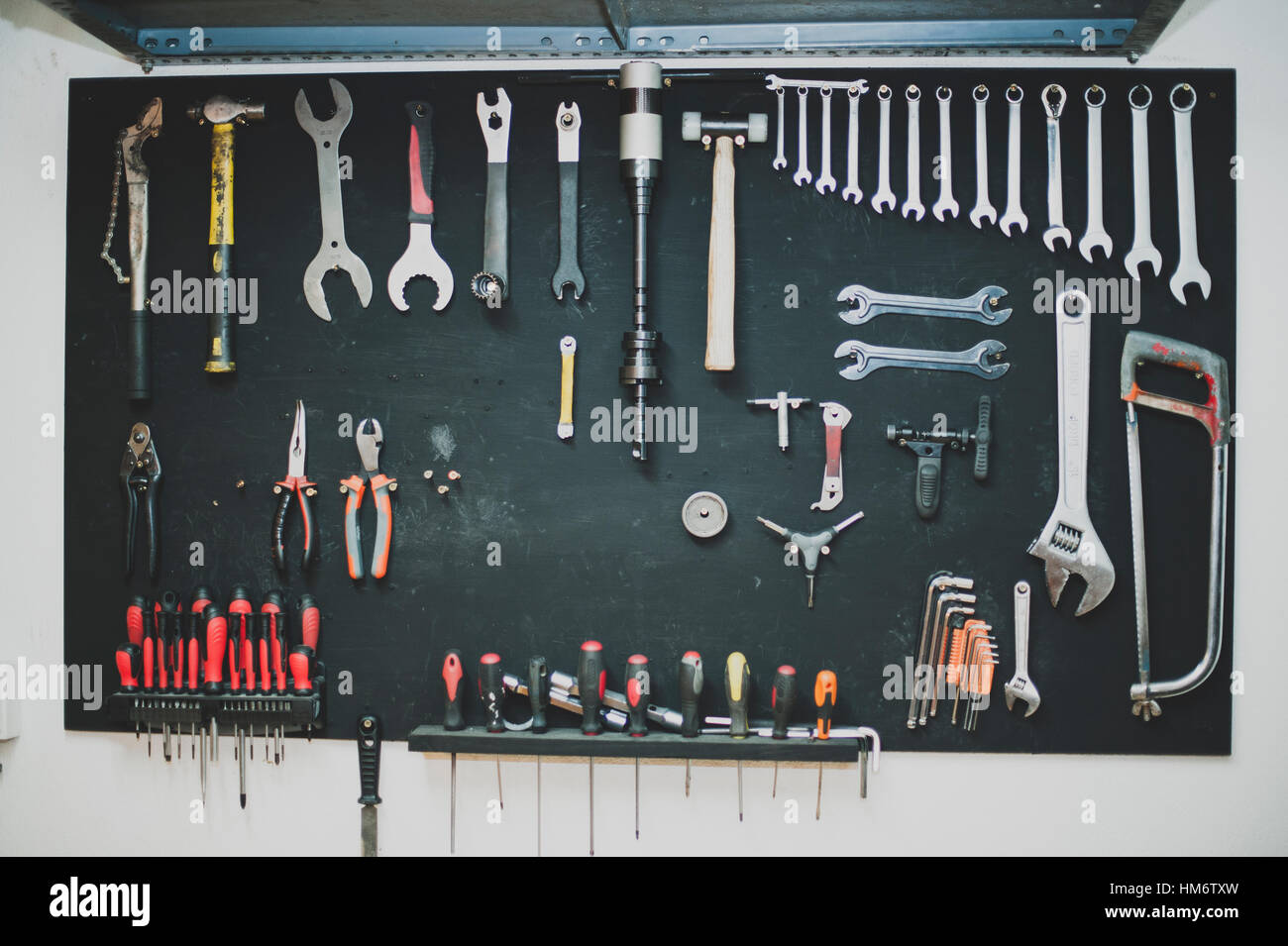Overhead view of toolbox Stock Photo