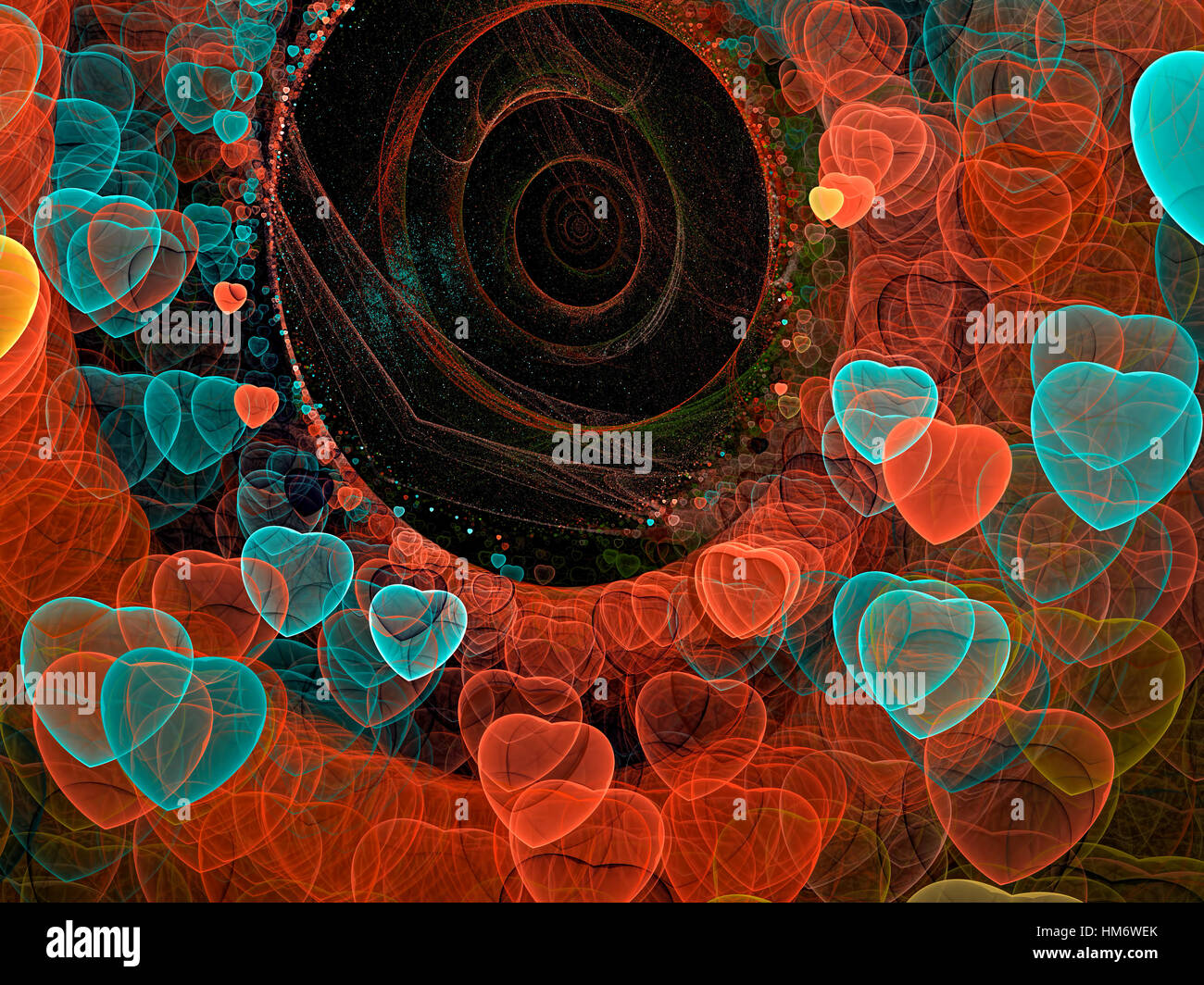 Hearts tunnel - abstract digitally generated image Stock Photo - Alamy