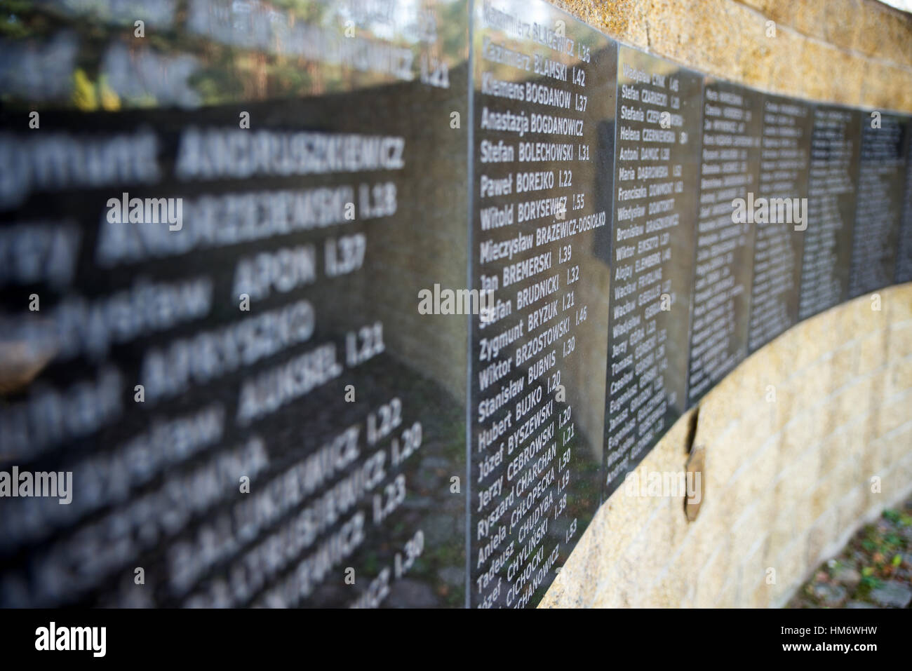 List of victims' names, Panerai Memorial, Lithuania Stock Photo