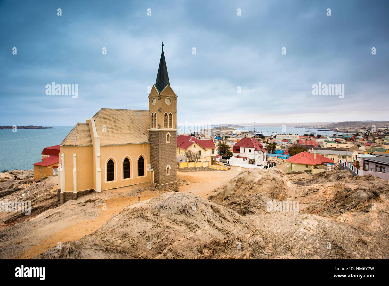 Lutheran Church Felsenkirche, Diamond Hill, Lüderitz, Namibia, by Monika Hrdinova/Dembinsky Photo Assoc Stock Photo