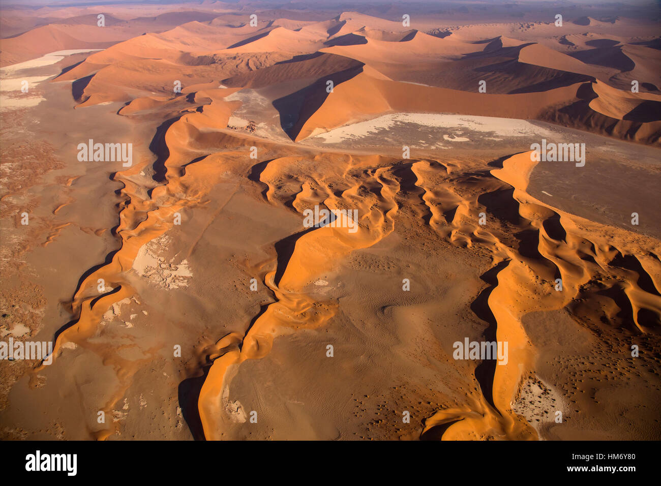 Sand dunes, white clay pan, the salt pan, Deadvlei, Sossusvlei, Namib desert, Namib-Naukluft Pk, Namibia, by Monika Hrdinova/Dembinsky Photo Assoc Stock Photo