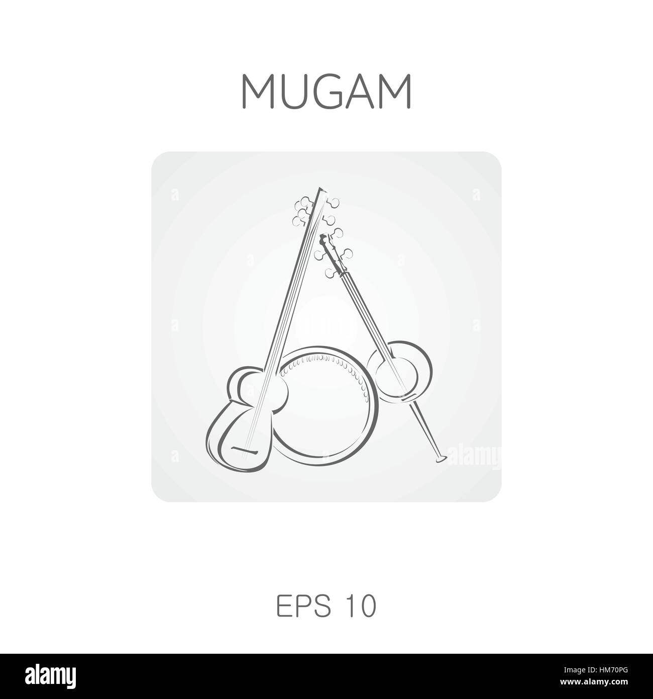 Mugam musical instruments. Mugam - folk musical compositions from Azerbaijan. Mugham. Stock Vector
