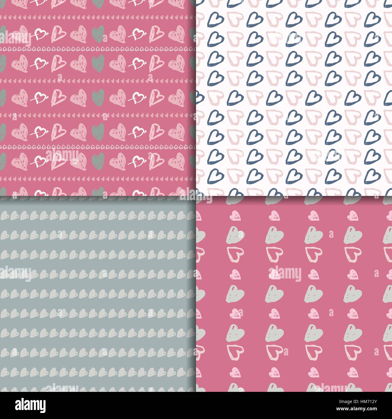 Doodle seamless pattern set with hearts Stock Vector Image & Art - Alamy