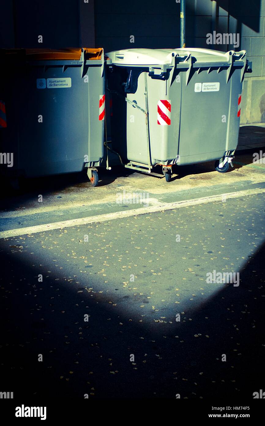 Public garbage containers, recycling container. Barcelona, Catalonia