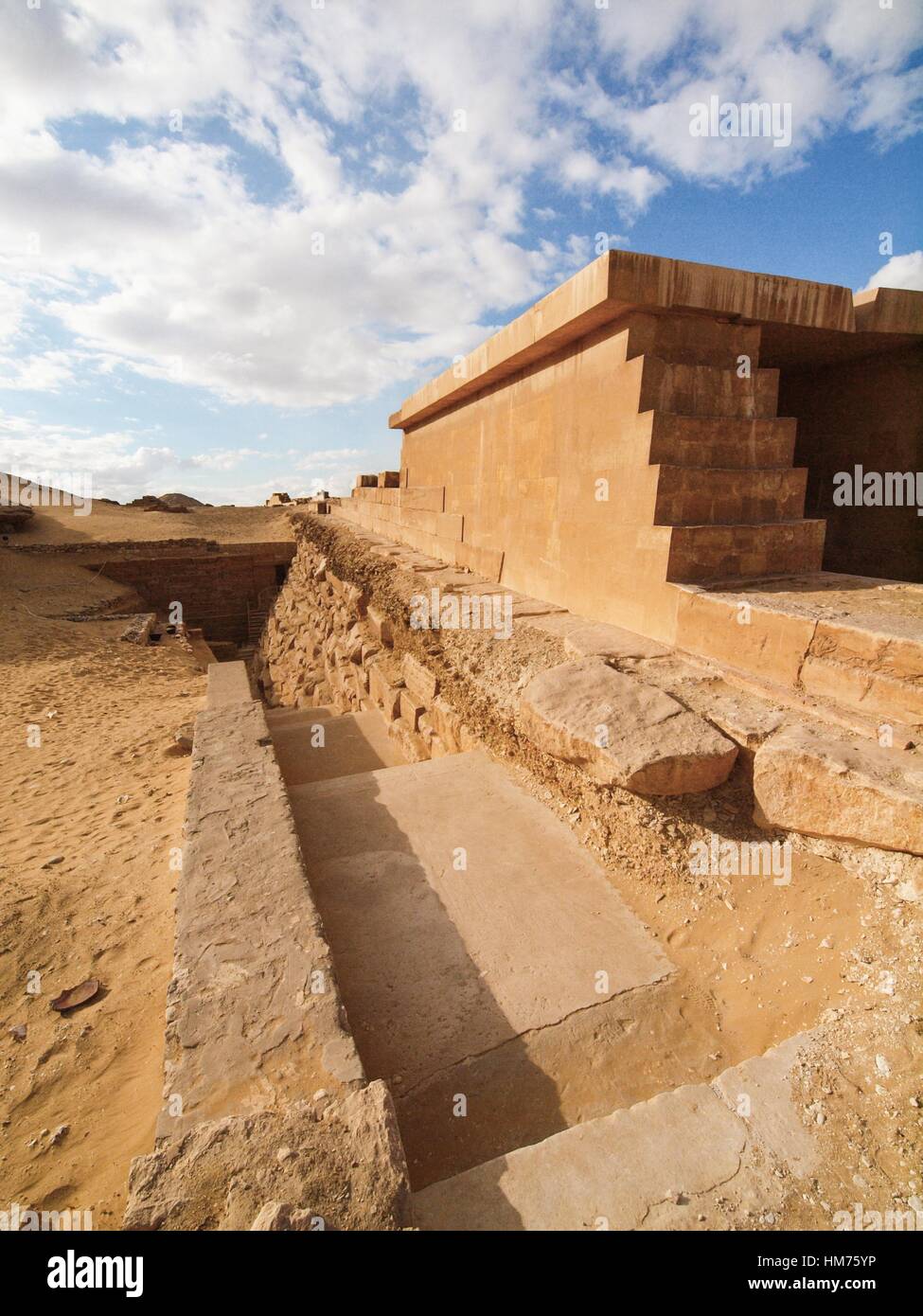 Unas Causeway. Archeological remains. Saqqara necropolis. Egypt Stock