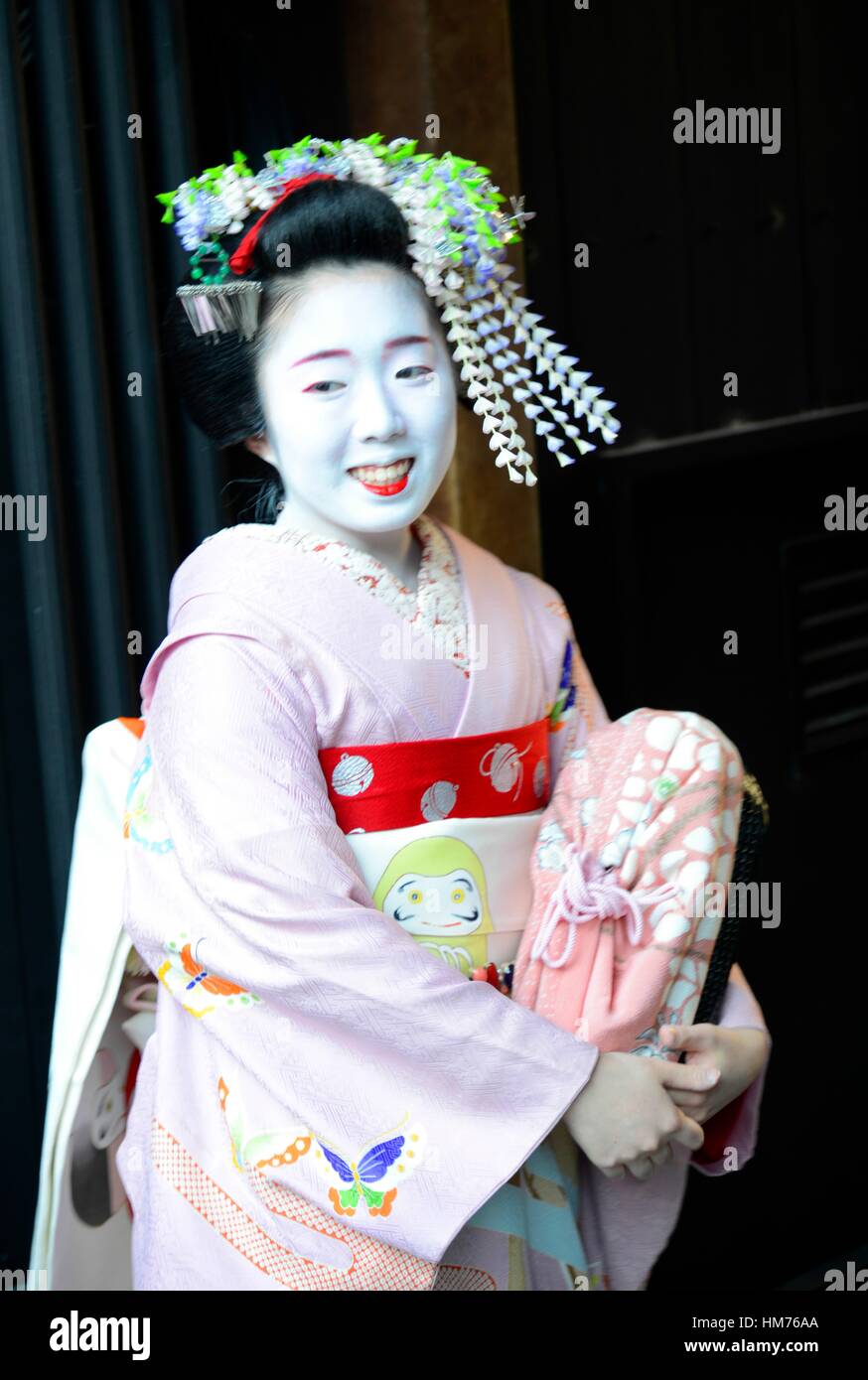 Portrait Apprentice Geisha Maiko White High Resolution Stock