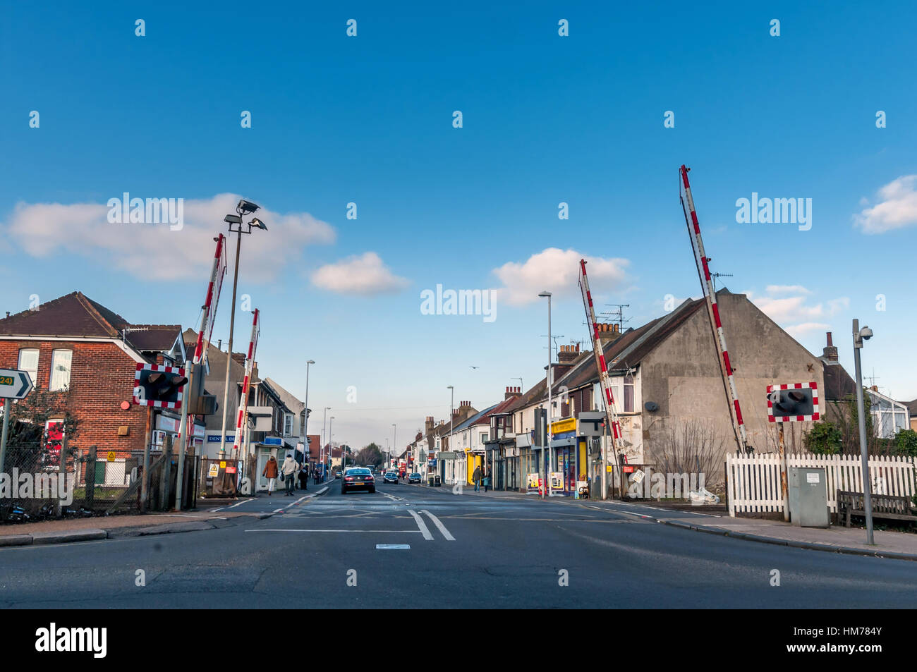 The level crossing at West Worthing station Stock Photo Alamy