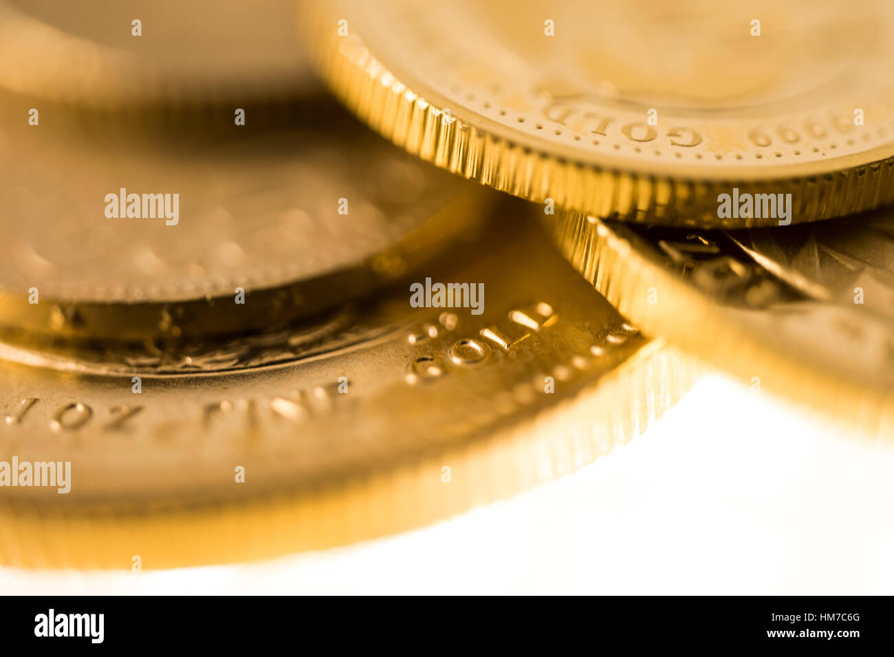 Close-up of gold coins Stock Photo