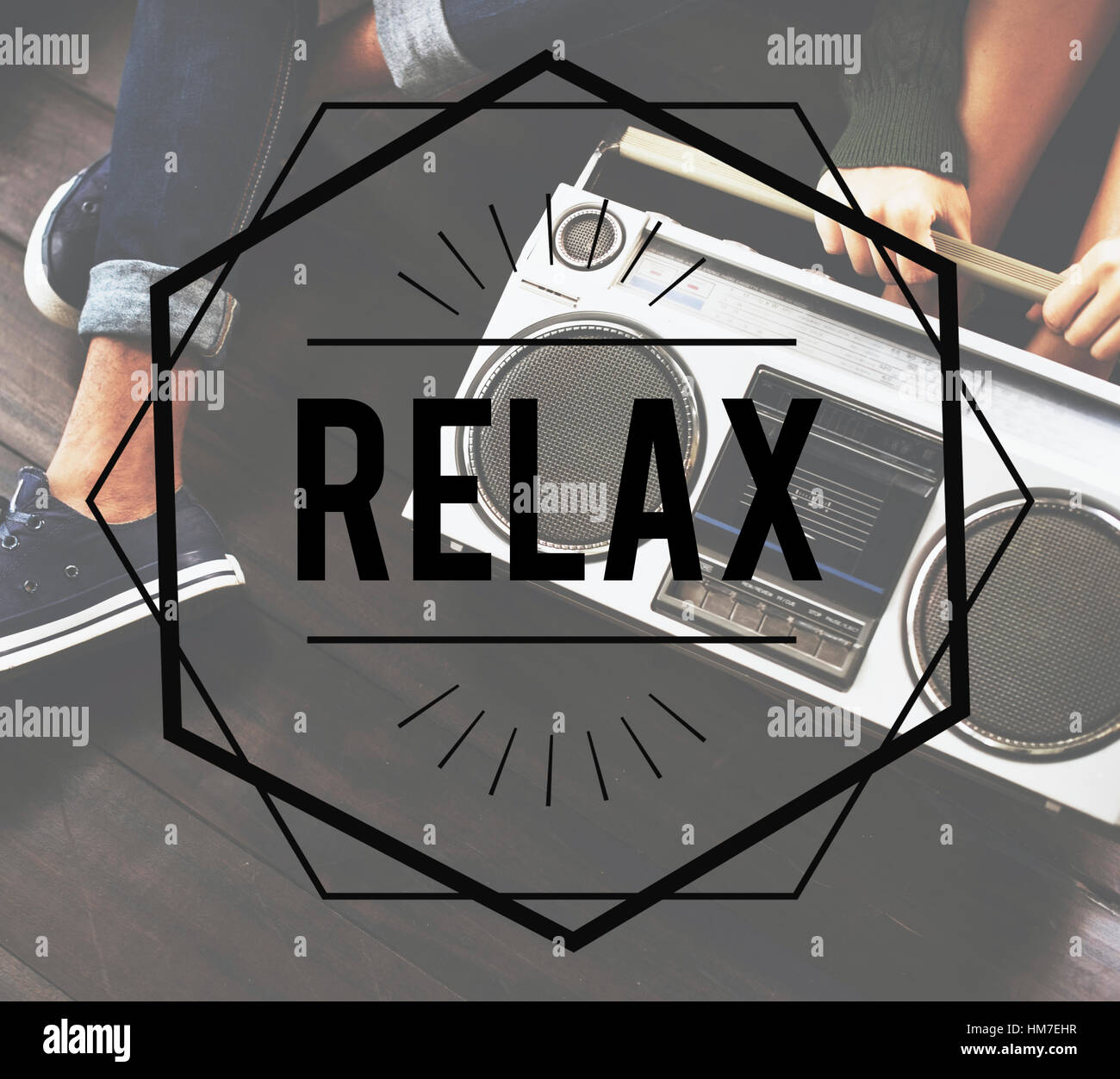 Relax Vintage Vector Graphic Concept Stock Photo - Alamy