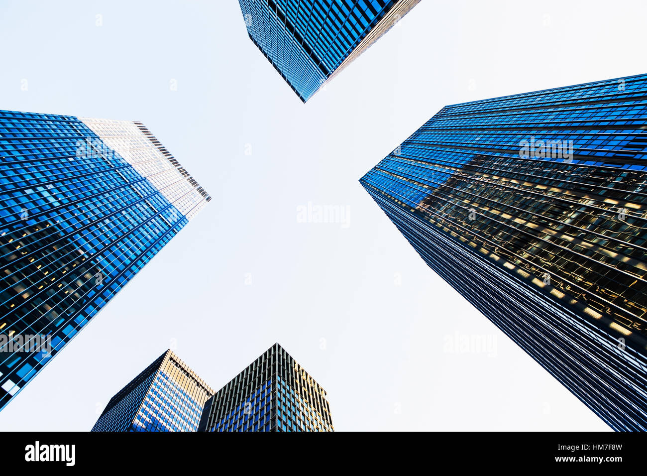USA, New York, Office skyscrapers in sunlight Stock Photo