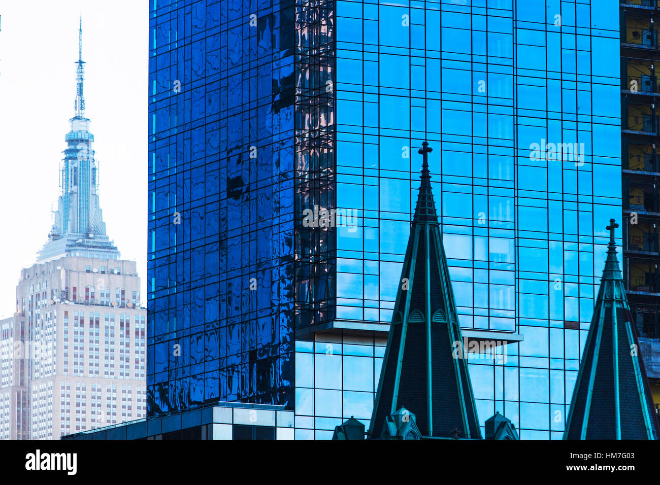 USA, New York, Glass office buildings Stock Photo
