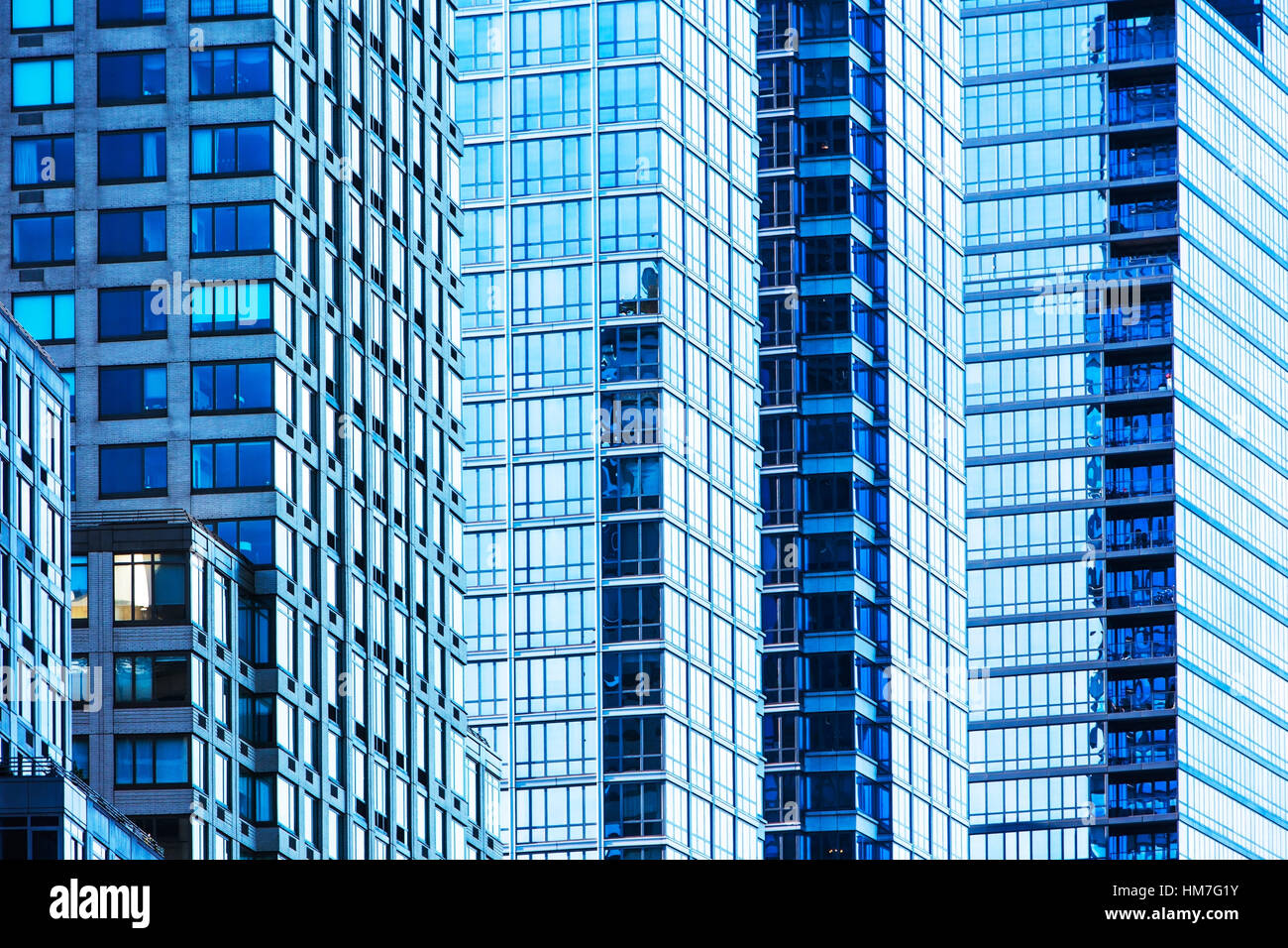 USA, New York, Glass office buildings Stock Photo