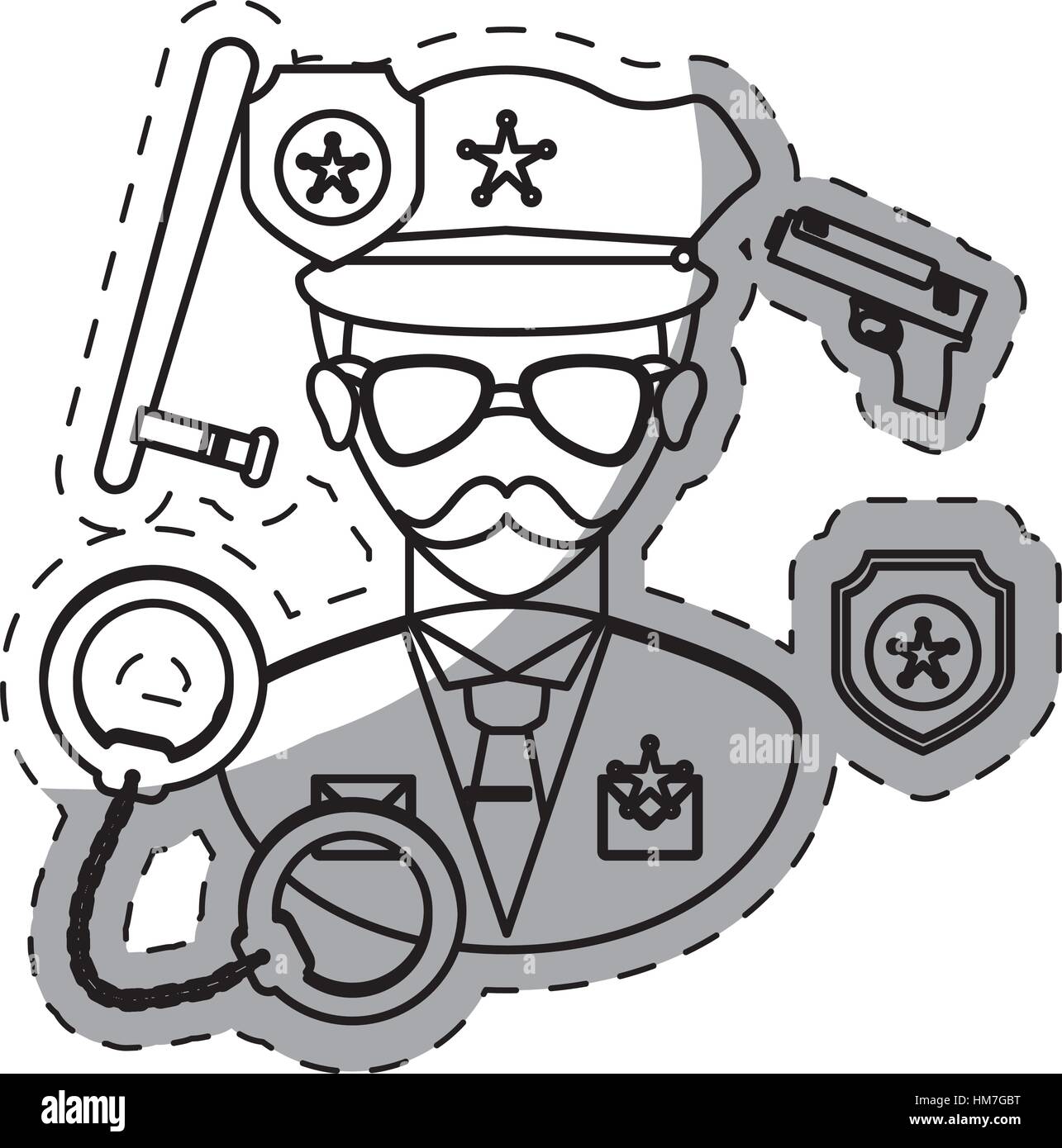 figure policeman with his tools icon image, vctor illustration Stock Vector