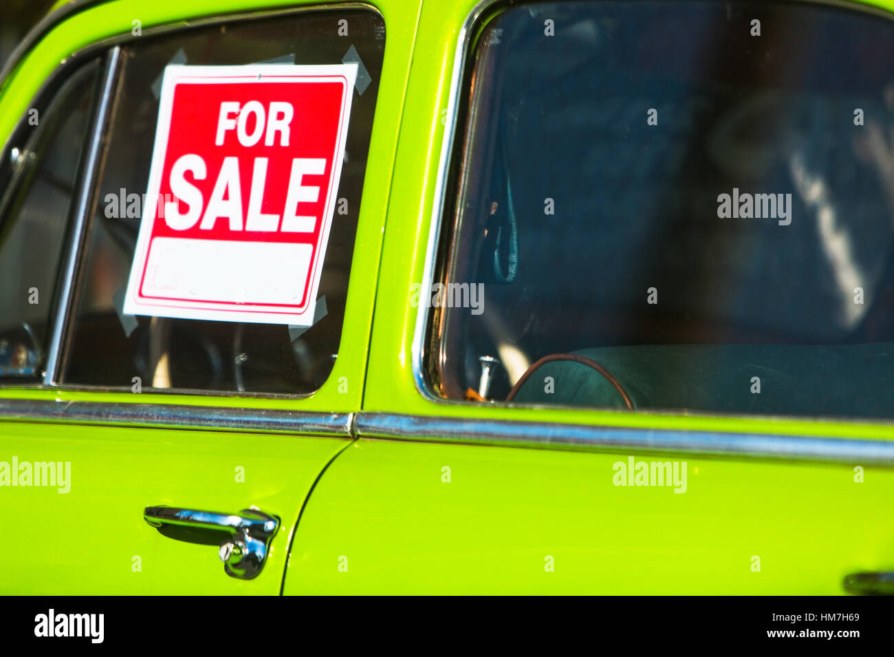 For sale sign on car window Stock Photo