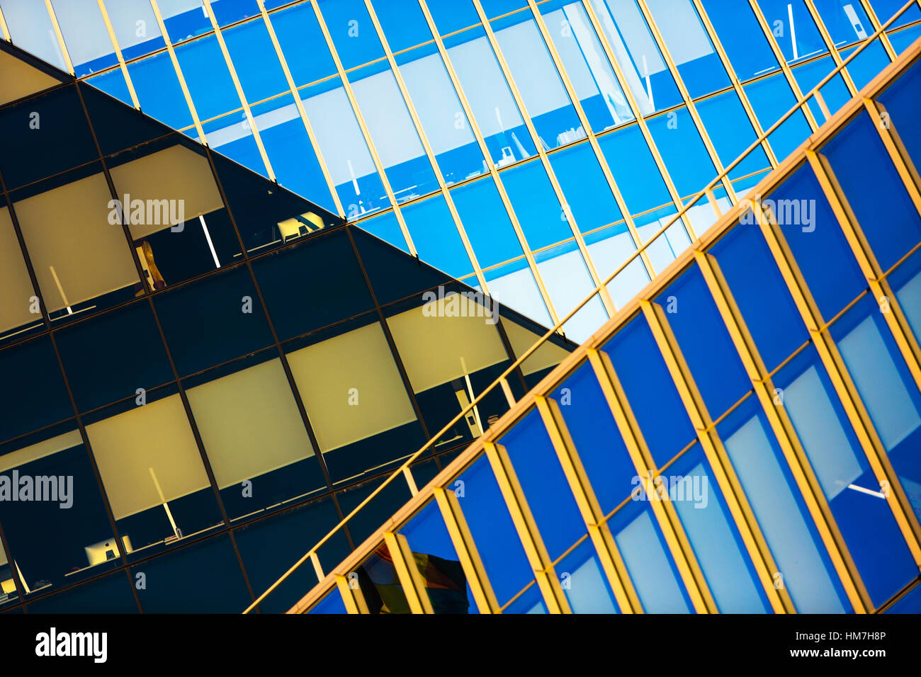 USA, New York, New York City, Geometric shapes of glass facade Stock Photo