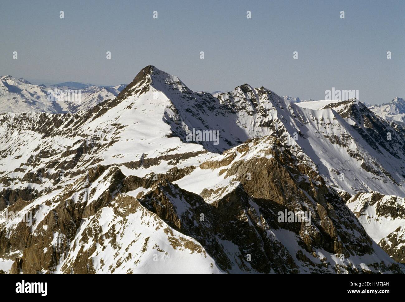 The Grande Aiguille Rousse (3482 m), Auvergne-Rhone-Alpes, France. Stock Photo