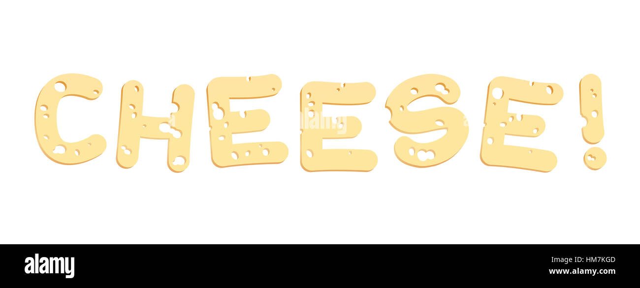 Cheese letters - say cheese or eat it up. Stock Photo