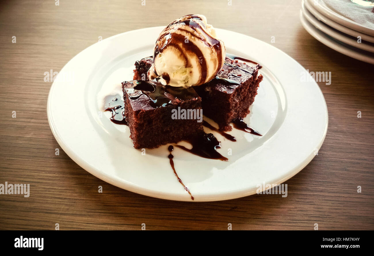 Biscuit dessert with ice cream, Greek food Stock Photo Alamy