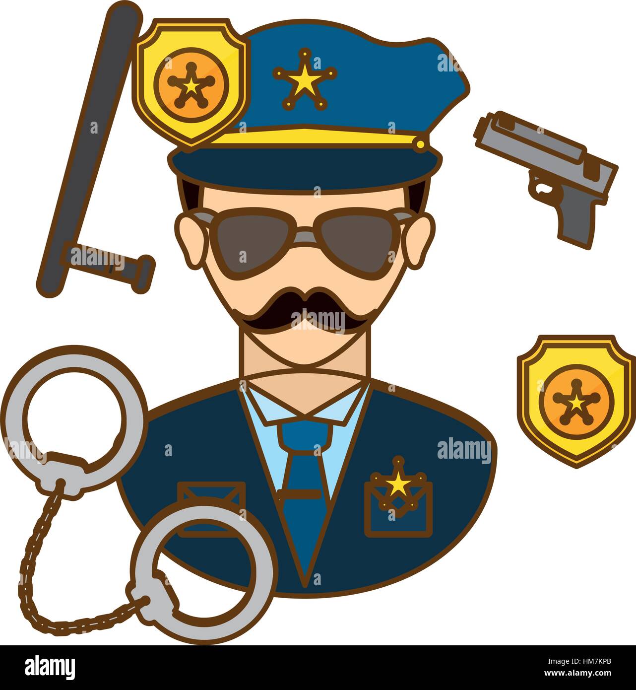 policeman with his tools icon image, vctor illustration Stock Vector